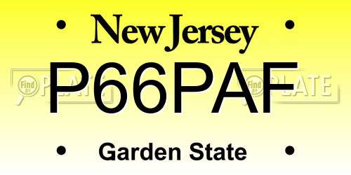 P66PAF New Jersey License Plate