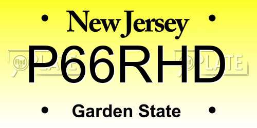 P66RHD New Jersey License Plate