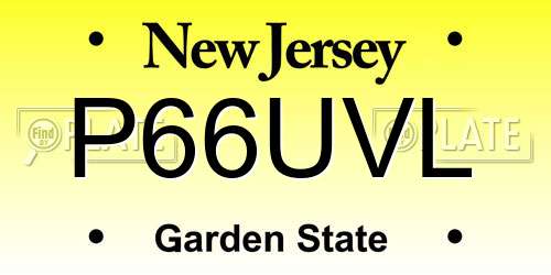 P66UVL New Jersey License Plate