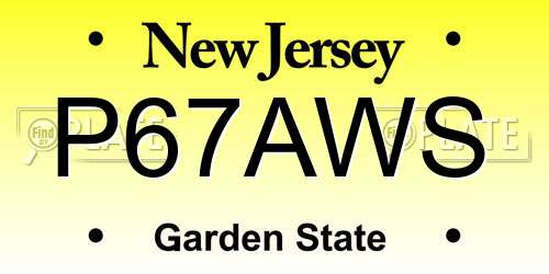 P67AWS New Jersey License Plate