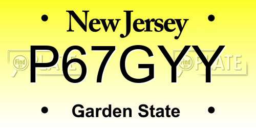 P67GYY New Jersey License Plate