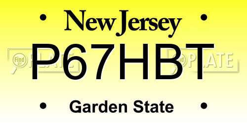 P67HBT New Jersey License Plate