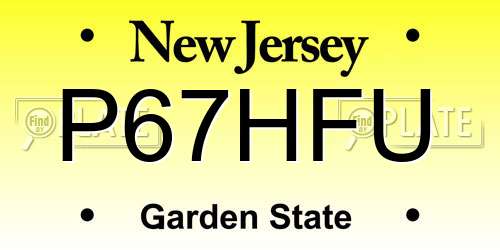 P67HFU New Jersey License Plate