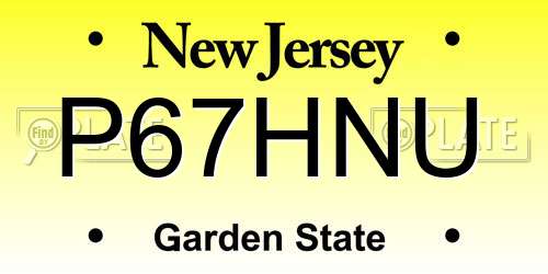 P67HNU New Jersey License Plate