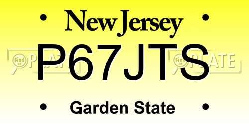 P67JTS New Jersey License Plate