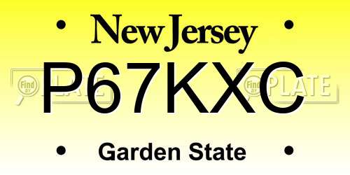 P67KXC New Jersey License Plate