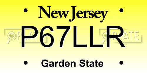 P67LLR New Jersey License Plate
