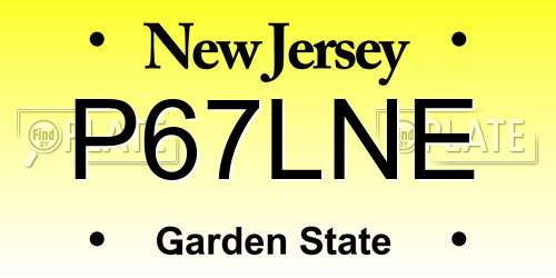 P67LNE New Jersey License Plate