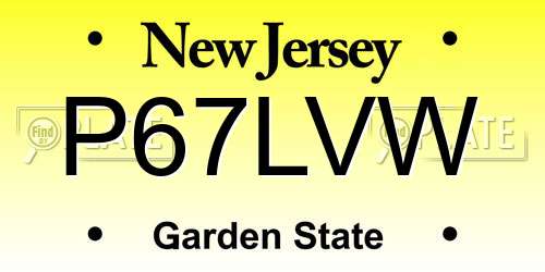 P67LVW New Jersey License Plate