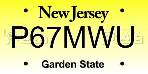 P67MWU New Jersey License Plate