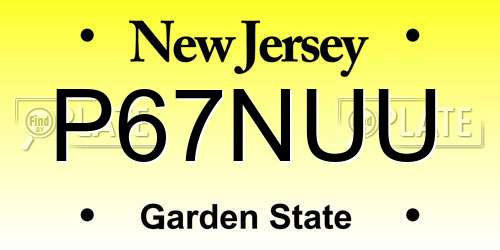 P67NUU New Jersey License Plate