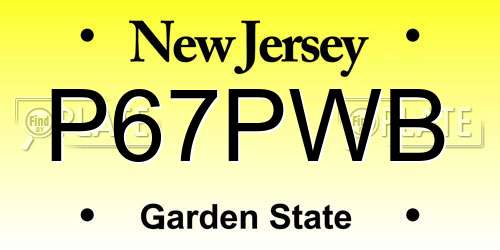 P67PWB New Jersey License Plate