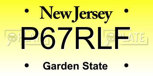 P67RLF New Jersey License Plate