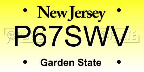 P67SWV New Jersey License Plate