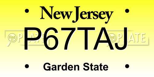 P67TAJ New Jersey License Plate