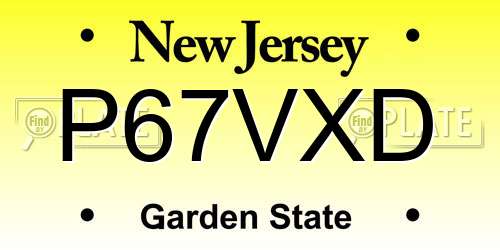 P67VXD New Jersey License Plate
