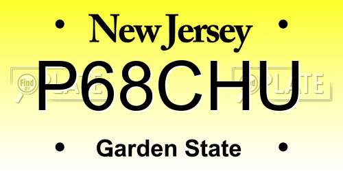 P68CHU New Jersey License Plate