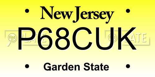 P68CUK New Jersey License Plate