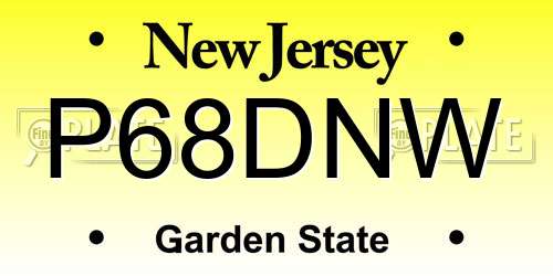 P68DNW New Jersey License Plate