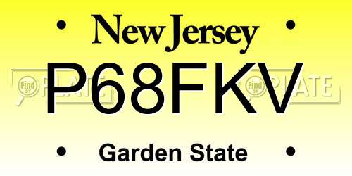 P68FKV New Jersey License Plate