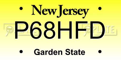 P68HFD New Jersey License Plate