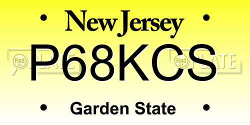 P68KCS New Jersey License Plate