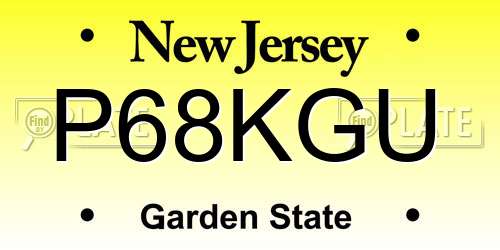 P68KGU New Jersey License Plate