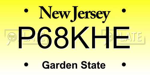 P68KHE New Jersey License Plate