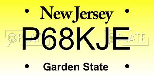 P68KJE New Jersey License Plate
