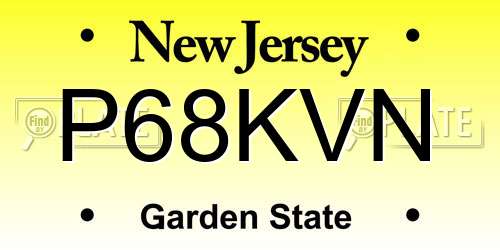 P68KVN New Jersey License Plate