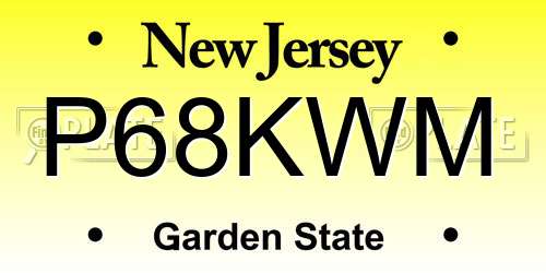 P68KWM New Jersey License Plate