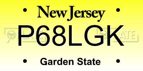 P68LGK New Jersey License Plate