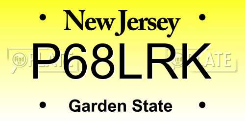 P68LRK New Jersey License Plate