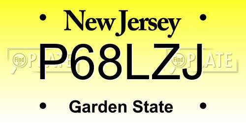 P68LZJ New Jersey License Plate