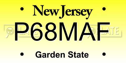 P68MAF New Jersey License Plate
