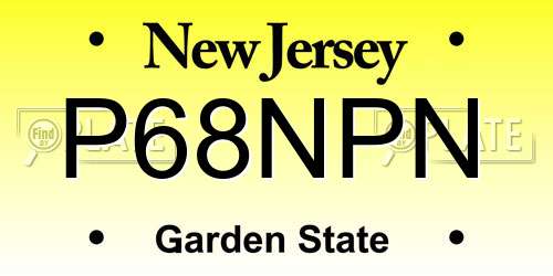 P68NPN New Jersey License Plate