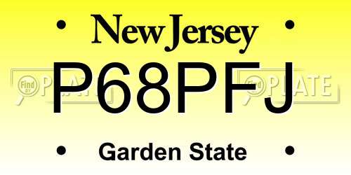 P68PFJ New Jersey License Plate
