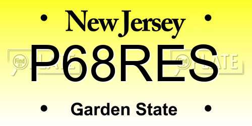 P68RES New Jersey License Plate