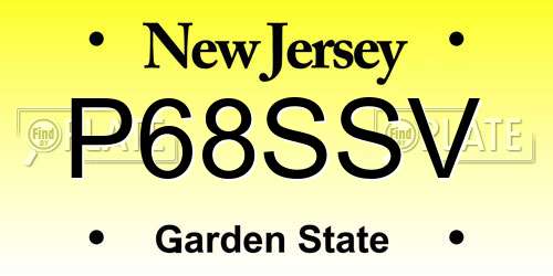 P68SSV New Jersey License Plate