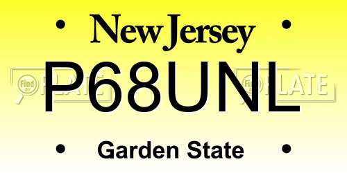 P68UNL New Jersey License Plate