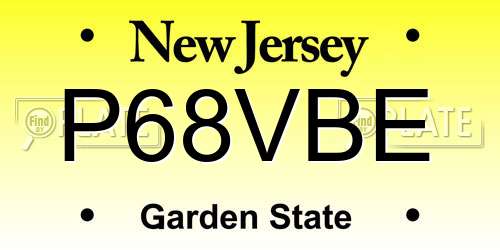 P68VBE New Jersey License Plate