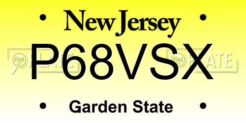 P68VSX New Jersey License Plate