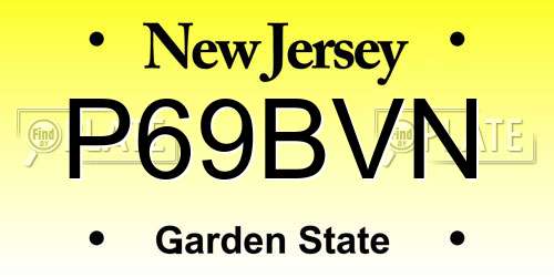 P69BVN New Jersey License Plate