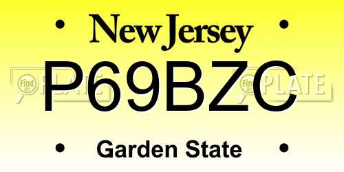 P69BZC New Jersey License Plate