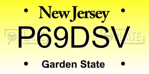 P69DSV New Jersey License Plate