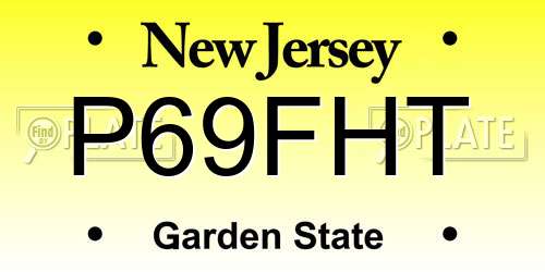 P69FHT New Jersey License Plate