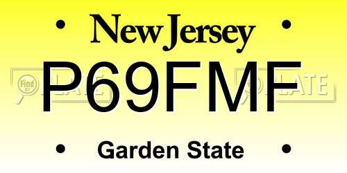 P69FMF New Jersey License Plate