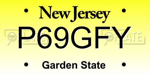 P69GFY New Jersey License Plate