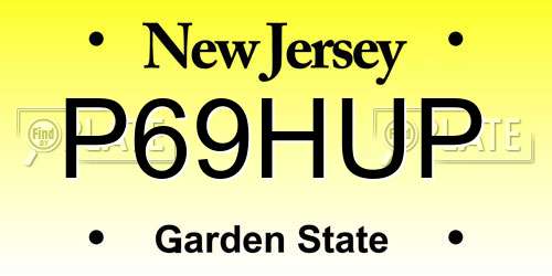 P69HUP New Jersey License Plate