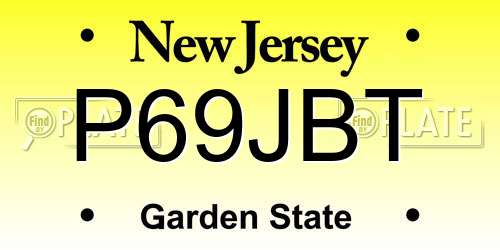 P69JBT New Jersey License Plate